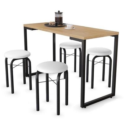 Conjunto Mesa De Cozinha 120cm 4 Banquetas Nature