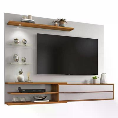 Painel Para Tv Até 60 " Off White E Freijó