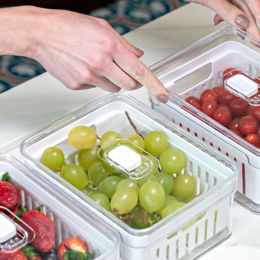 Organizador Ou Clear Fresh Com Cesto 2,2 Litros - Natural