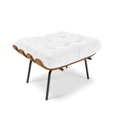 Kit 01 Poltrona E 01 Puff Costela Corano Branco