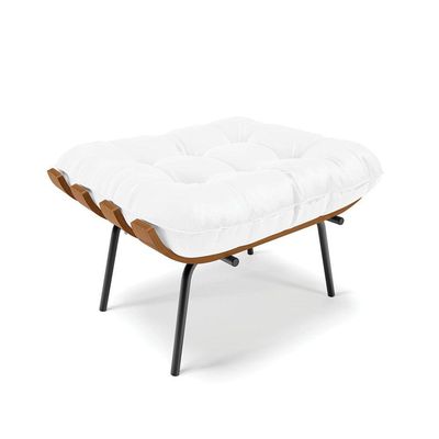 Kit 01 Poltrona E 01 Puff Costela Corino Branco