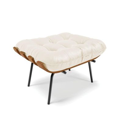 Kit 01 Poltrona E 01 Puff Costela Corino Bege