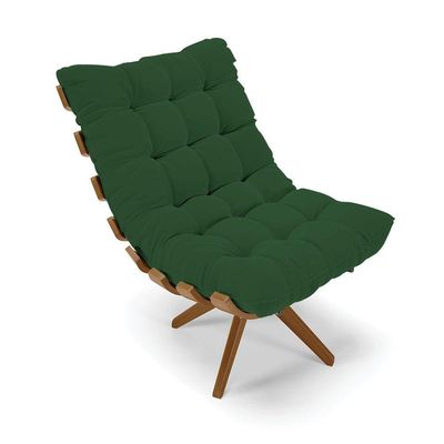 Poltrona Giratória Veludo Verde Base Madeira Ma25 - D'rossi