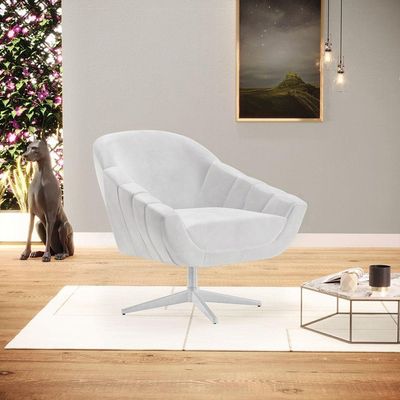 Poltrona Giratória Corano Base Cromada Branco
