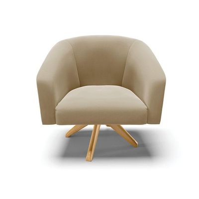 Poltrona Giratória Stella Suede Marrom Rato