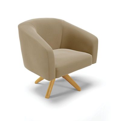 Poltrona Giratória Stella Suede Marrom Rato