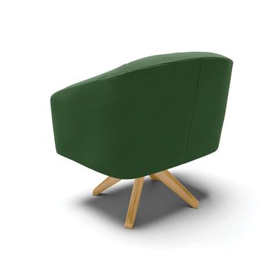 Poltrona Giratória Stella Suede Base Madeira Ma30 Verde