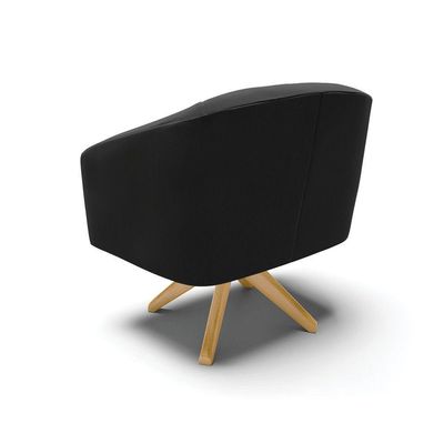 Poltrona Giratória Stella Suede Base Madeira Ma30 Preto