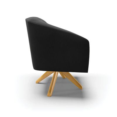 Poltrona Giratória Stella Suede Base Madeira Ma30 Preto