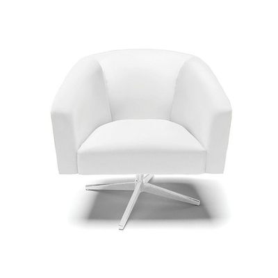 Poltrona Giratória Stella Corino Base Cromada Branco