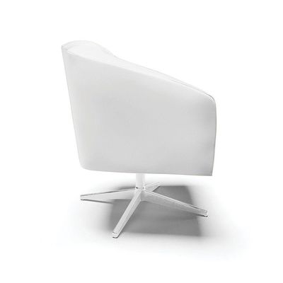 Poltrona Giratória Stella Corino Base Cromada Branco