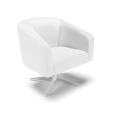 Poltrona Giratória Stella Corino Base Cromada Branco