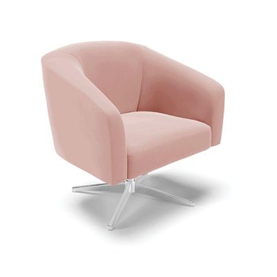 Poltrona Giratória Stella Veludo Base Cromada Rose