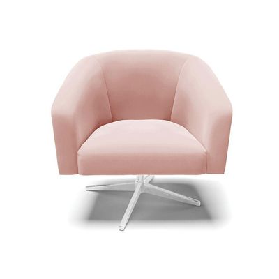 Poltrona Giratória Stella Veludo Base Cromada Rose