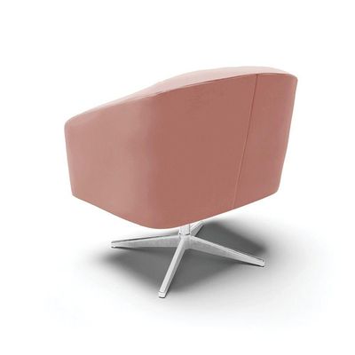 Poltrona Giratória Stella Veludo Base Cromada Rose