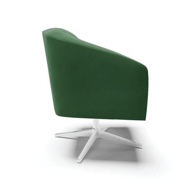 Poltrona Giratória Stella Veludo Base Cromada Verde