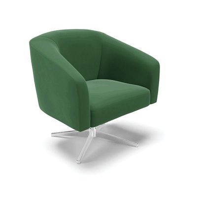 Poltrona Giratória Stella Veludo Base Cromada Verde