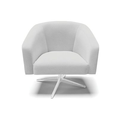 Poltrona Giratória Stella Linho Base Cromada A05 Cinza