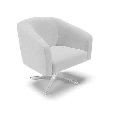 Poltrona Giratória Stella Linho Base Cromada A05 Cinza