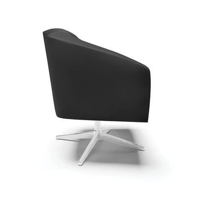 Poltrona Giratória Stella Corino Base Cromada Preto