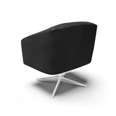 Poltrona Giratória Stella Corino Base Cromada Preto