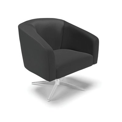 Poltrona Giratória Stella Corino Base Cromada Preto