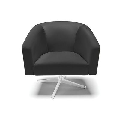 Poltrona Giratória Stella Corino Preto Base Cromada