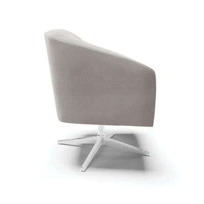 Poltrona Giratória Stella Veludo Cinza Base Cromada