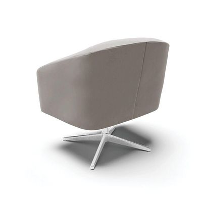 Poltrona Giratória Stella Veludo Cinza Base Cromada