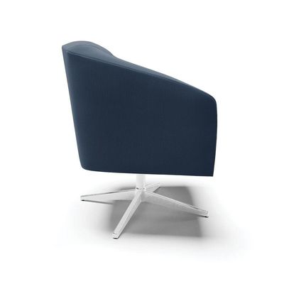 Poltrona Giratória Stella Suede Base Cromada Azul Marinho