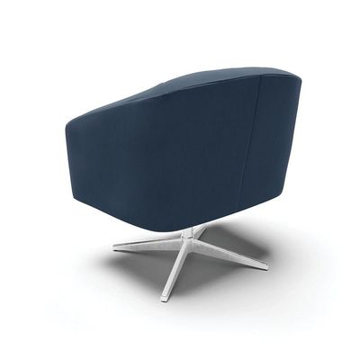 Poltrona Giratória Stella Suede Base Cromada Azul Marinho