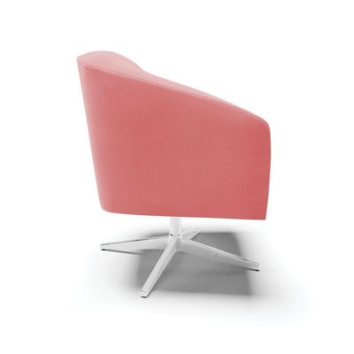 Poltrona Giratória Stella Suede Rosê Base Cromada - D'rossi