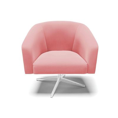 Poltrona Giratória Stella Suede Rosê Base Cromada - D'rossi