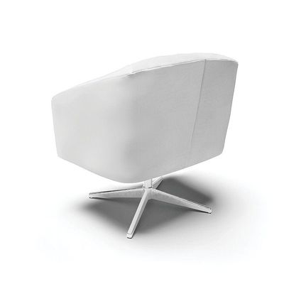 Poltrona Giratória Stella Corino Branco Base Cromada
