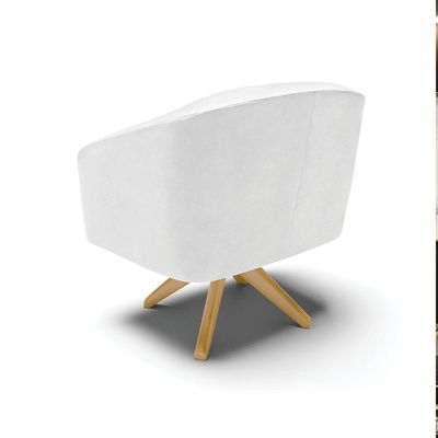 Poltrona Giratória Stella Corano Branco Base Madeira Ma30