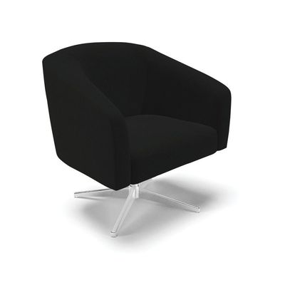 Poltrona Giratória Stella Linho Base Cromada A79 Preto