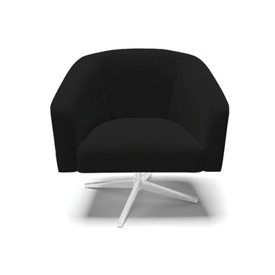 Poltrona Giratória Stella Linho Base Cromada A79 Preto