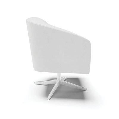 Poltrona Giratória Stella Corano Branco Base Cromada