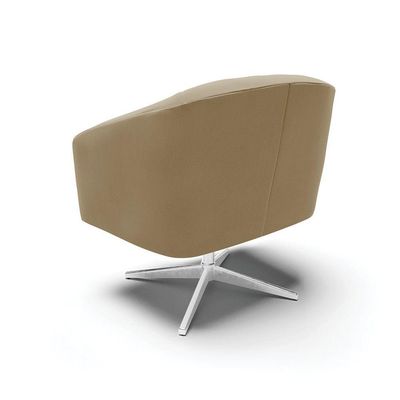 Poltrona Giratória Stella Suede Base Cromada Marrom Rato