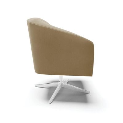 Poltrona Giratória Stella Suede Base Cromada Marrom Rato
