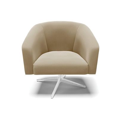 Poltrona Giratória Stella Suede Base Cromada Marrom Rato