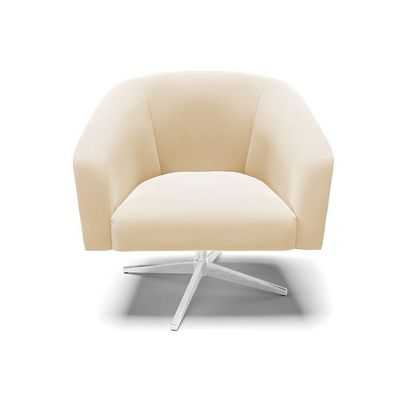 Poltrona Giratória Stella Suede Base Cromada Bege
