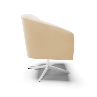 Poltrona Giratória Stella Suede Base Cromada Bege