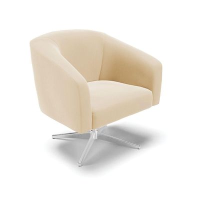 Poltrona Giratória Stella Suede Base Cromada Bege
