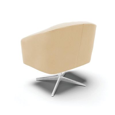 Poltrona Giratória Stella Suede Base Cromada Bege