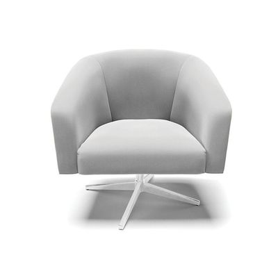 Poltrona Giratória Stella Suede Base Cromada Cinza