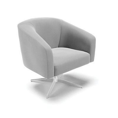 Poltrona Giratória Stella Suede Cinza Base Cromada