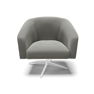 Poltrona Giratória Stella Suede Base Cromada Grafite