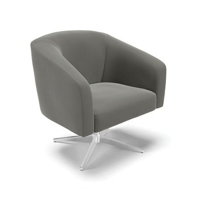 Poltrona Giratória Stella Suede Base Cromada Grafite