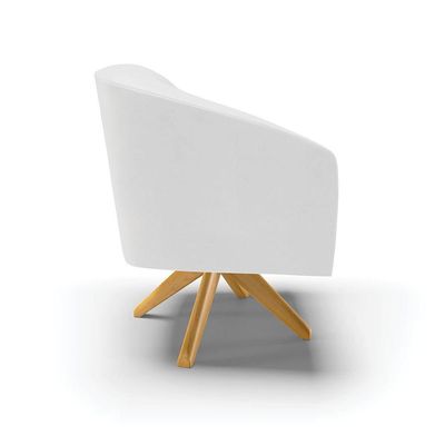 Poltrona Giratória Stella Corano Base Madeira Ma30 Branco
